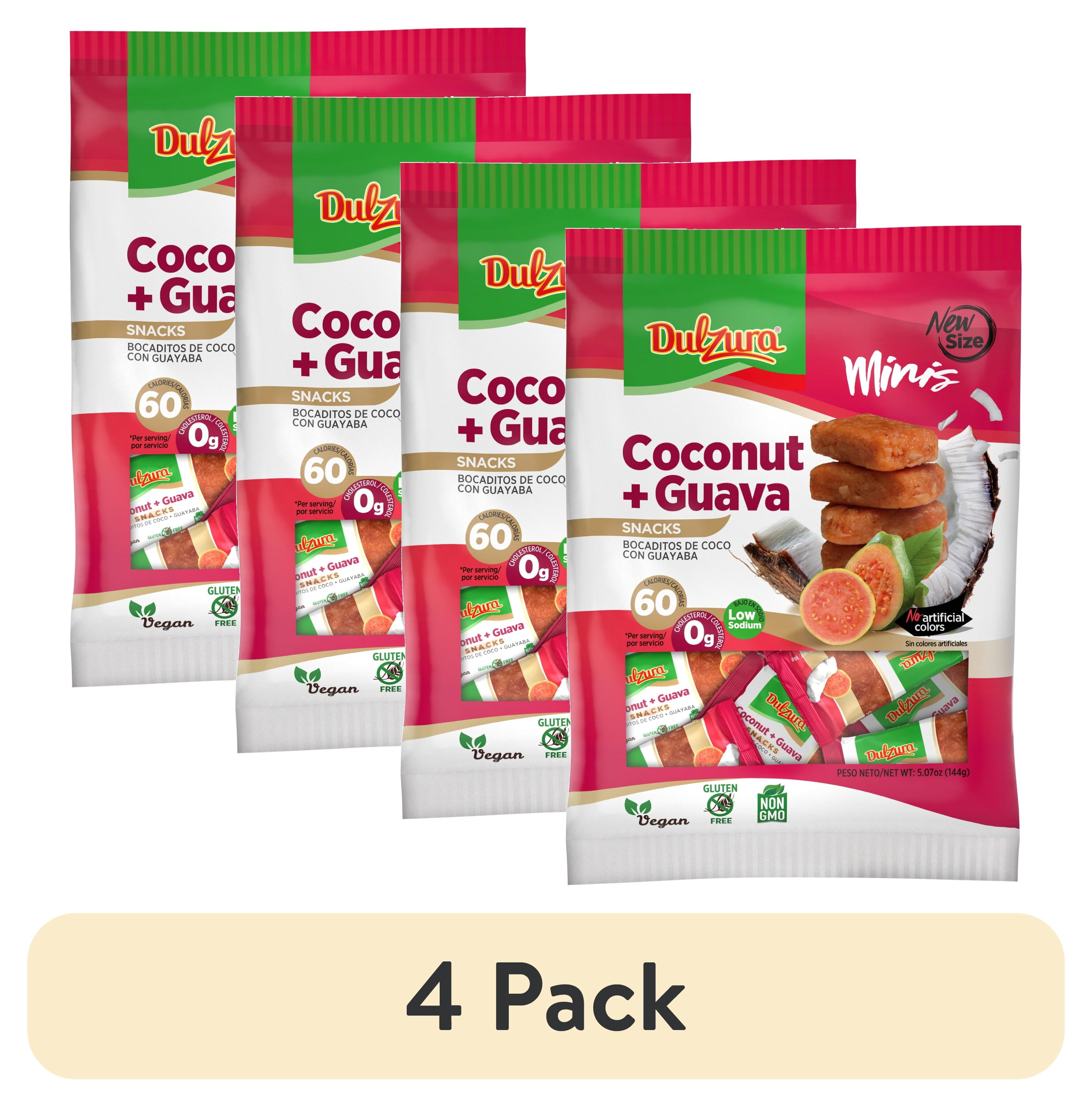 (4 pack) Dulzura Coconut Guava Mini Entree Bites Snack 3.4 oz Bag, Vegan, Gluten Free, NON-GMO