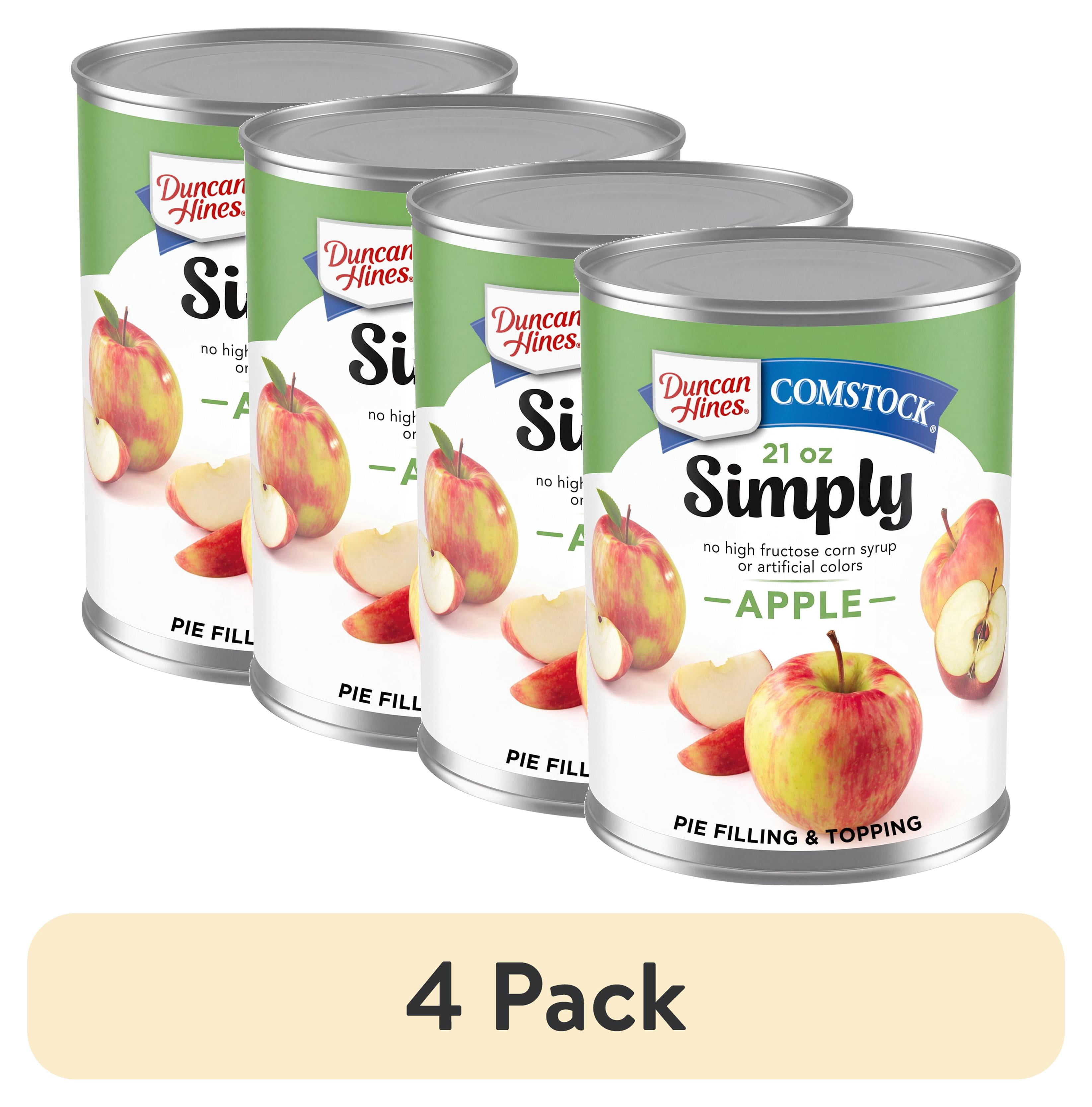 (4 pack) Duncan Hines Comstock Simply Apple Pie Filling and Topping, Ready to Use, 21 oz.