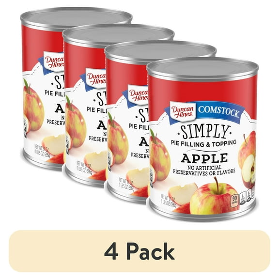 (4 pack) Duncan Hines Comstock Apple Pie Filling and Topping, 21 oz.
