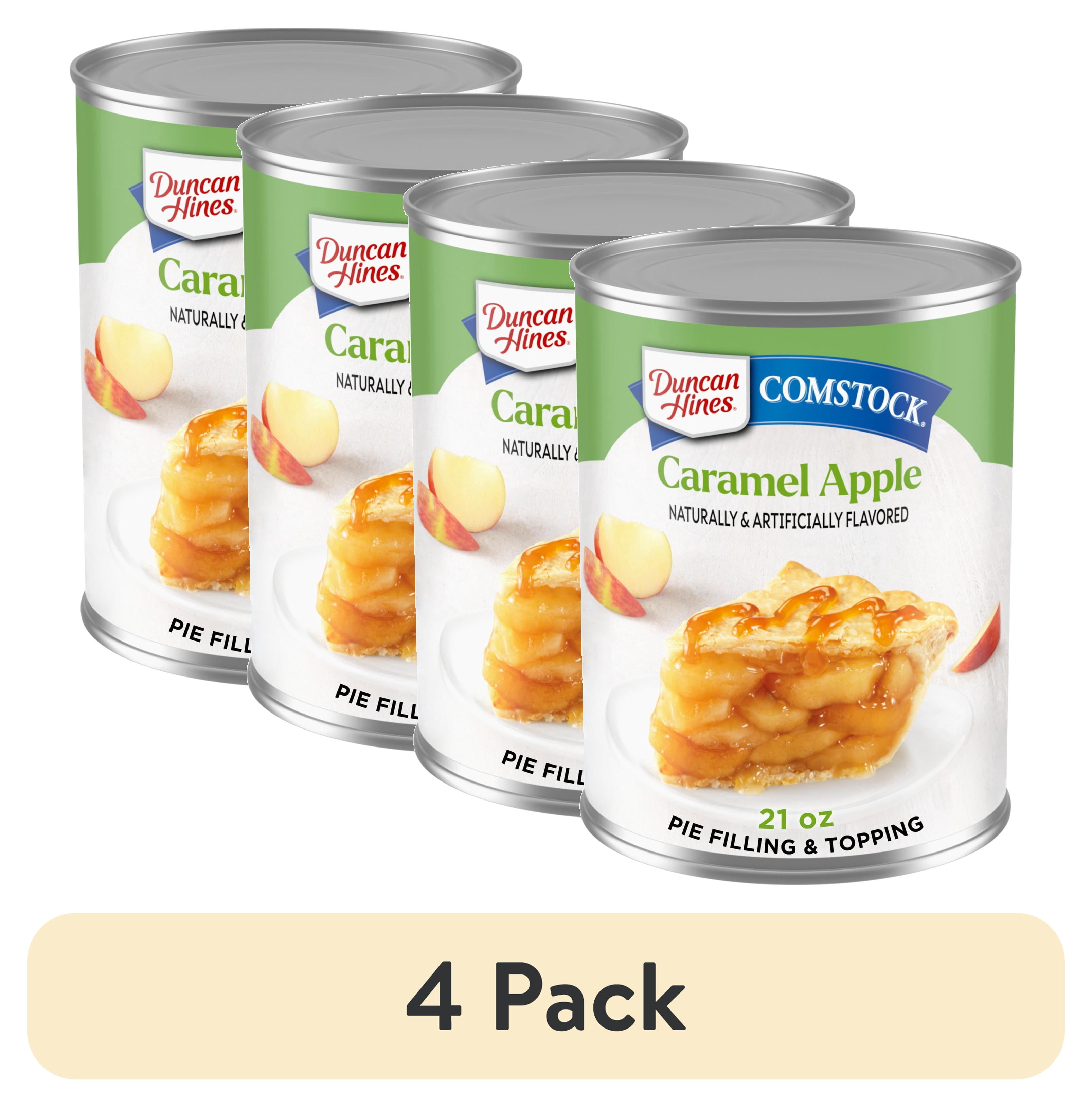 (4 pack) Duncan Hines Comstock, Caramel Apple Pie Filling and Topping, Ready to Use, 21 oz.
