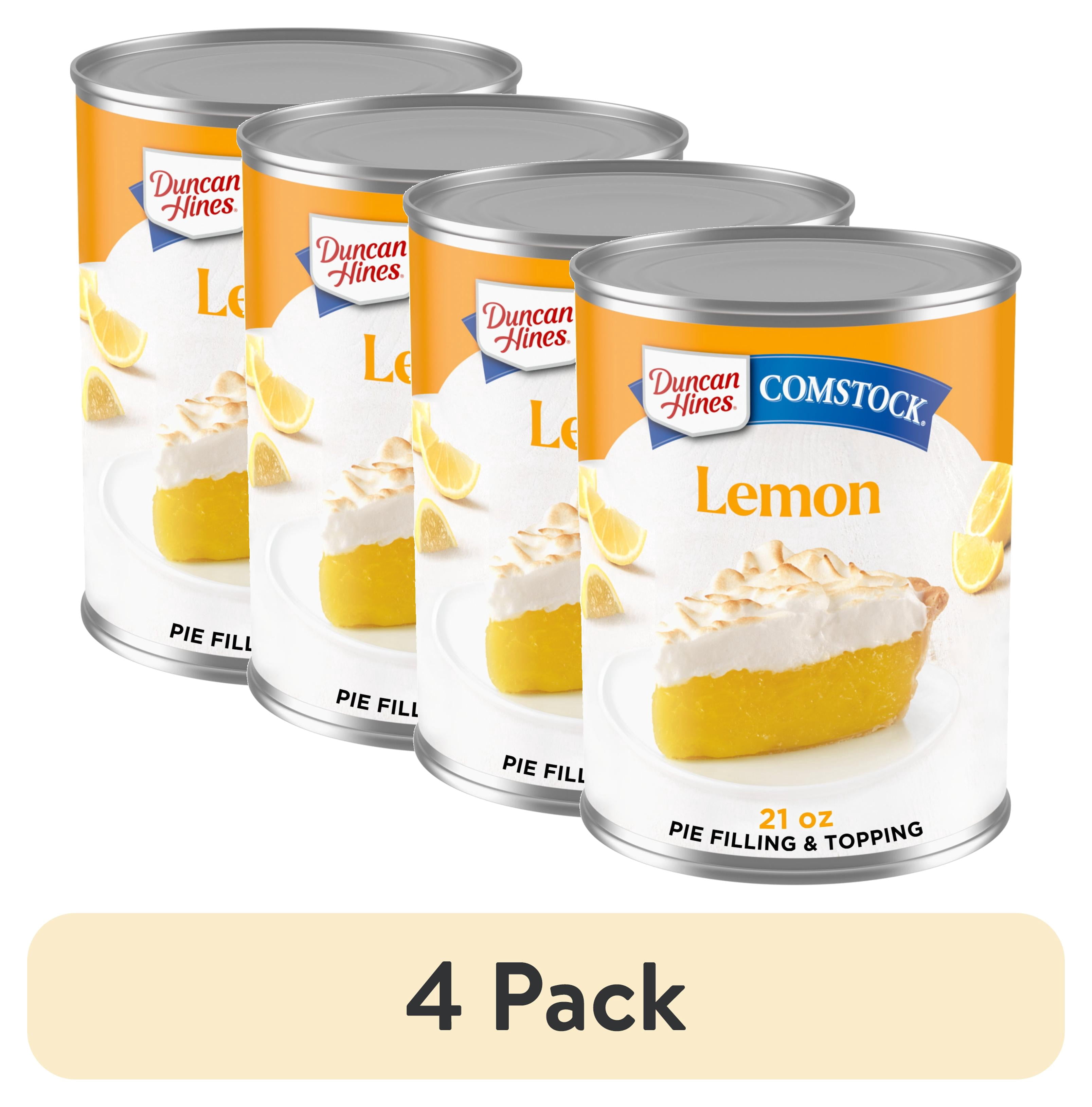 (4 pack) Duncan Hines Comstock, Lemon Crème Pie Filling and Topping, Ready to Use, 21 oz.