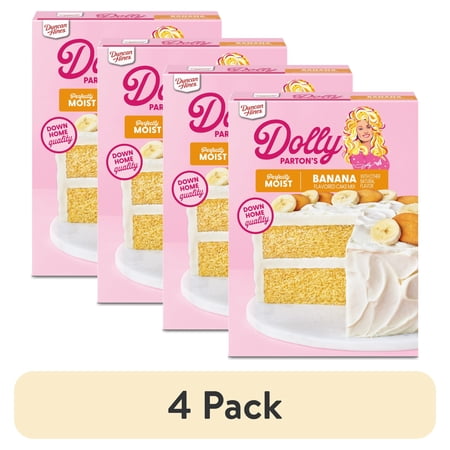 (4 pack) Duncan Hines Dolly Parton's Favorite Banana Flavored Cake Mix, 15.25 oz.