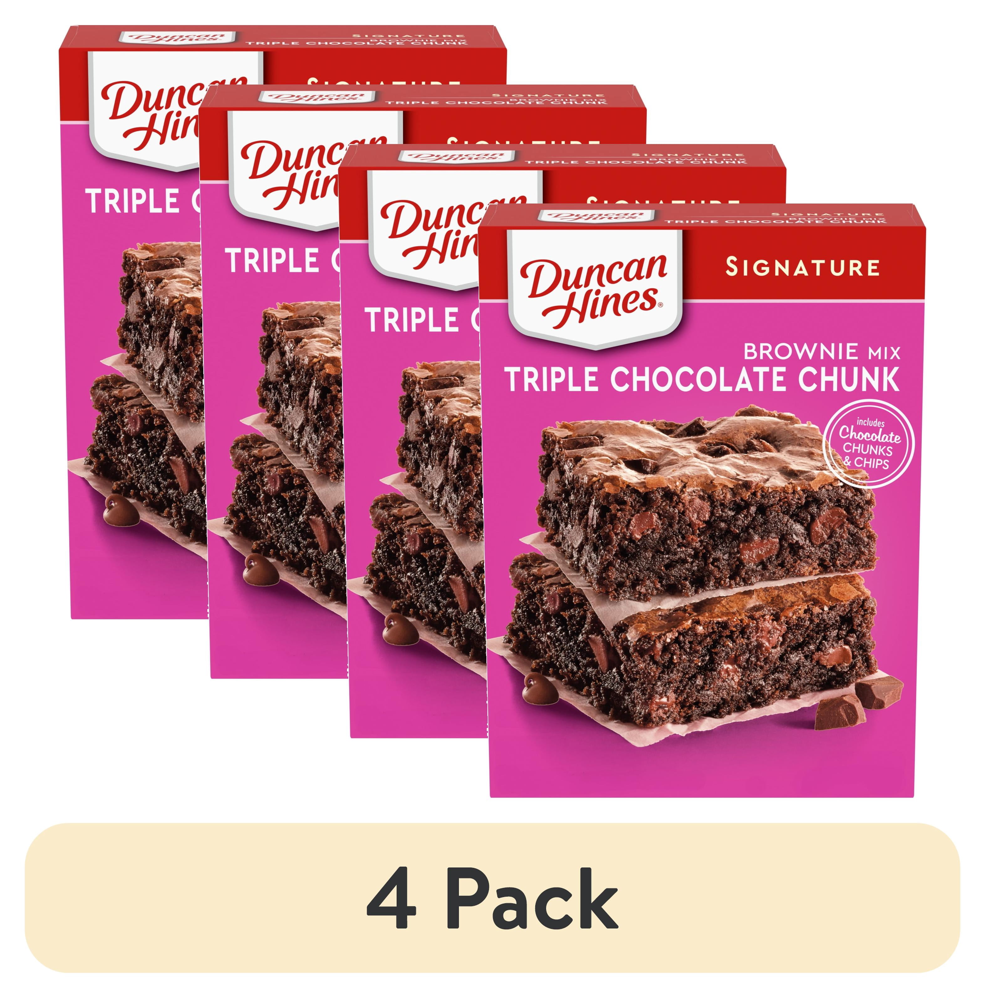 (4 pack) Duncan Hines Signature Triple Chocolate Chunk Brownie Mix, 17.6 oz