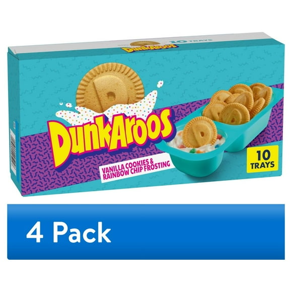 (4 pack) Dunkaroos Vanilla Cookies and Rainbow Chip Frosting, 10 Count, 10 oz