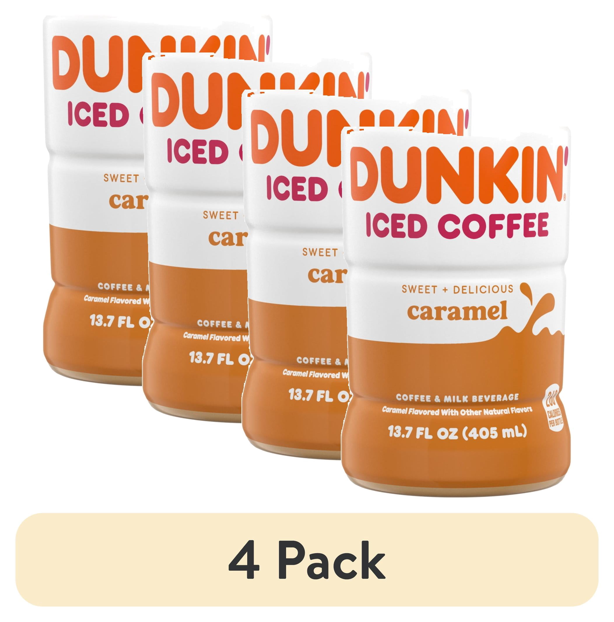 (4 pack) Dunkin' Caramel Iced Coffee, 13.7 fl oz Bottle