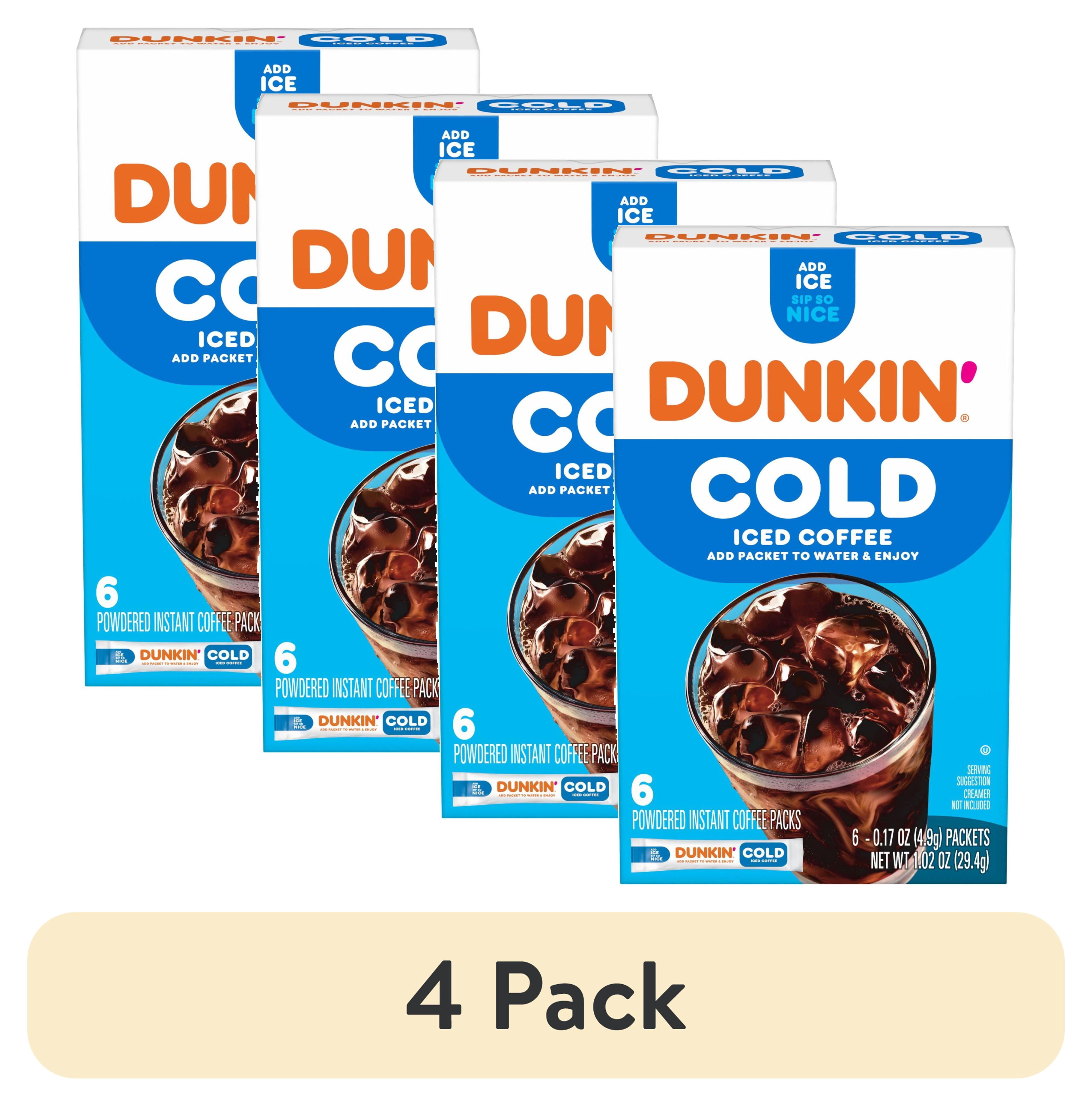 (4 pack) Dunkin’ Cold Iced Coffee, Powdered Instant Coffee Packs, 6 count