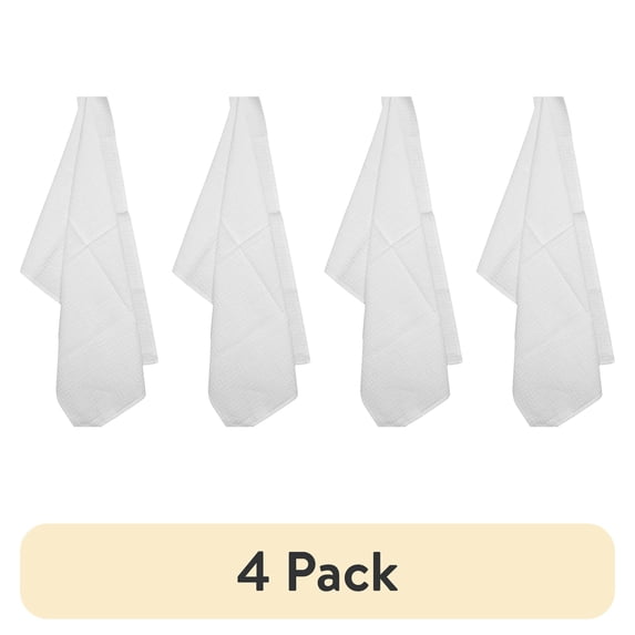 (4 pack) Dunroven House Waffle Weave Tea Towel 20"X28"-White
