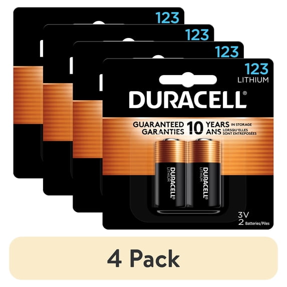 (4 pack) Duracell 123 High Performance 3V Lithium Battery, 2 Pack