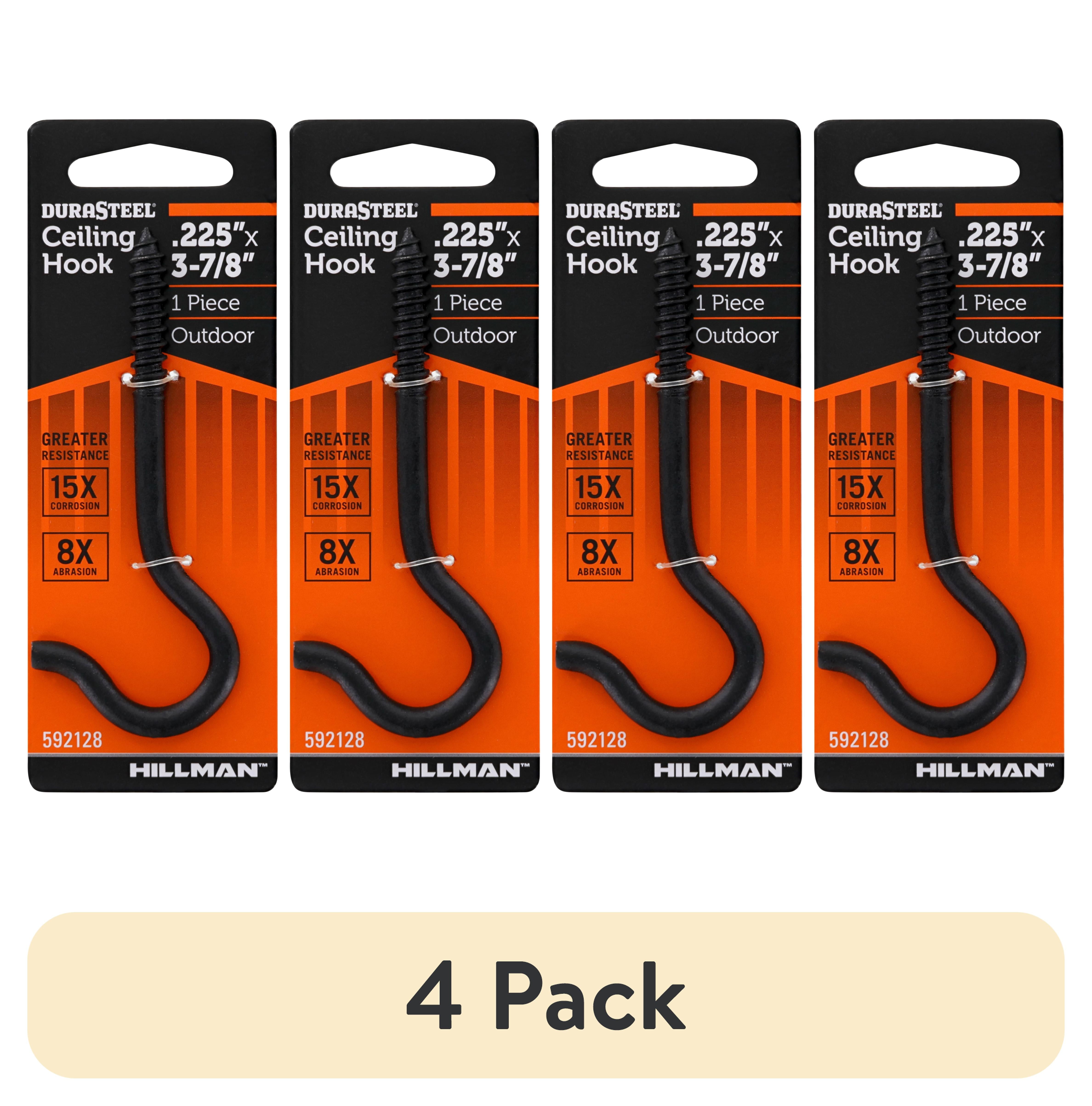 (4 pack) Durasteel Hillman Ceiling Hook 3-7/8", Outdoor Screw Hook, Black, Steel, 1 Piece