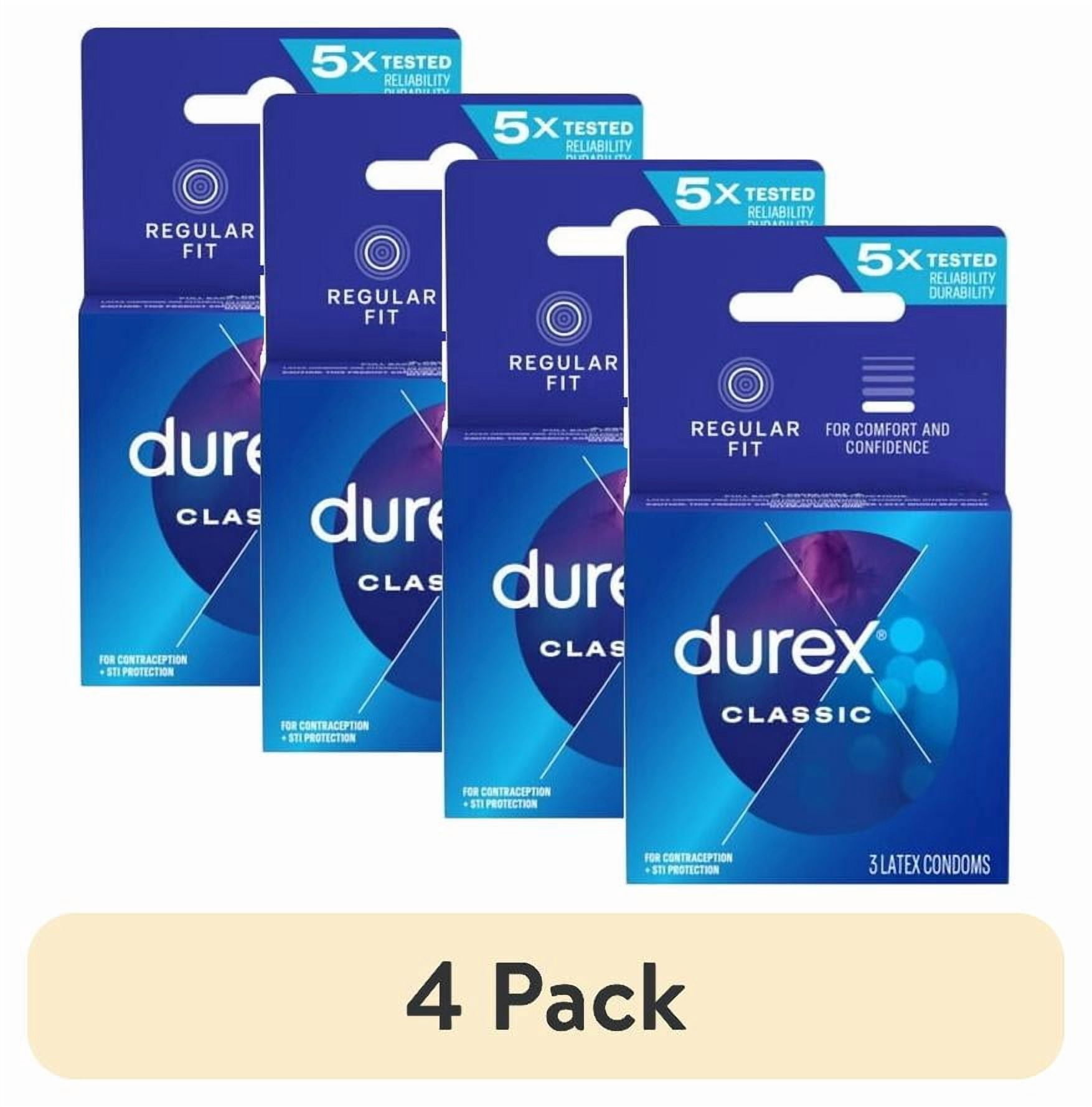 3 pack) Durex Condom Regular Fit Longer & Wider Natural Latex