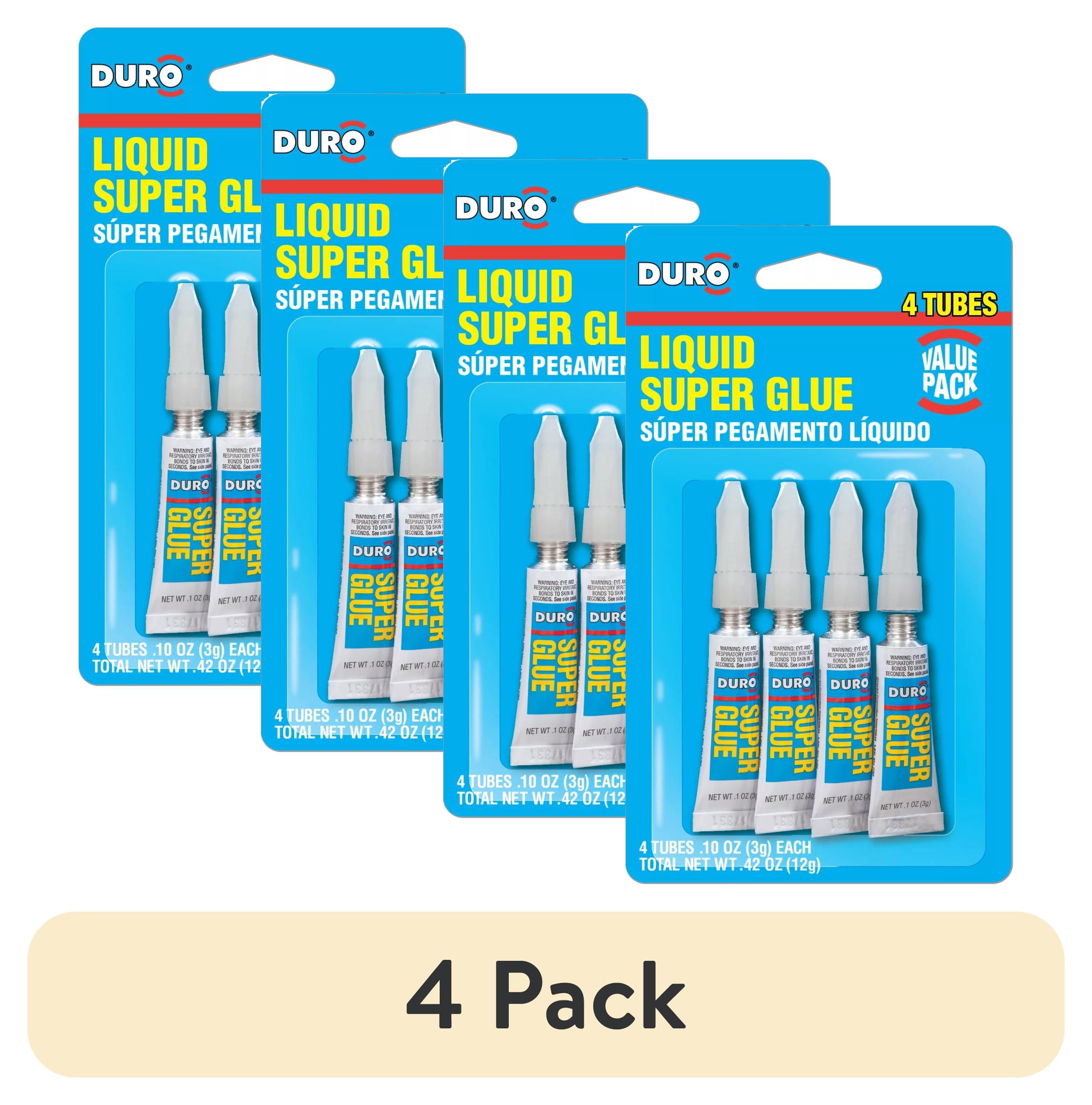 (4 pack) Duro Super Glue, 1 Pack of 4 Tubes, Clear 0.1 oz Tubes