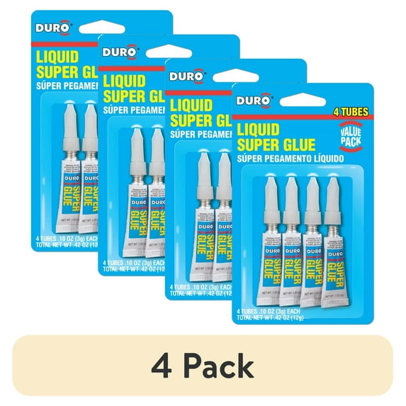 (4 pack) Duro Super Glue, 1 Pack of 4 Tubes, Clear 0.1 oz Tubes
