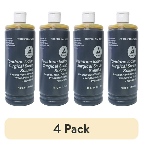 (4 pack) Dynarex Povidone Iodine Surgical Scrub Solution, 16 Fluid Ounces Each - 1 Pack