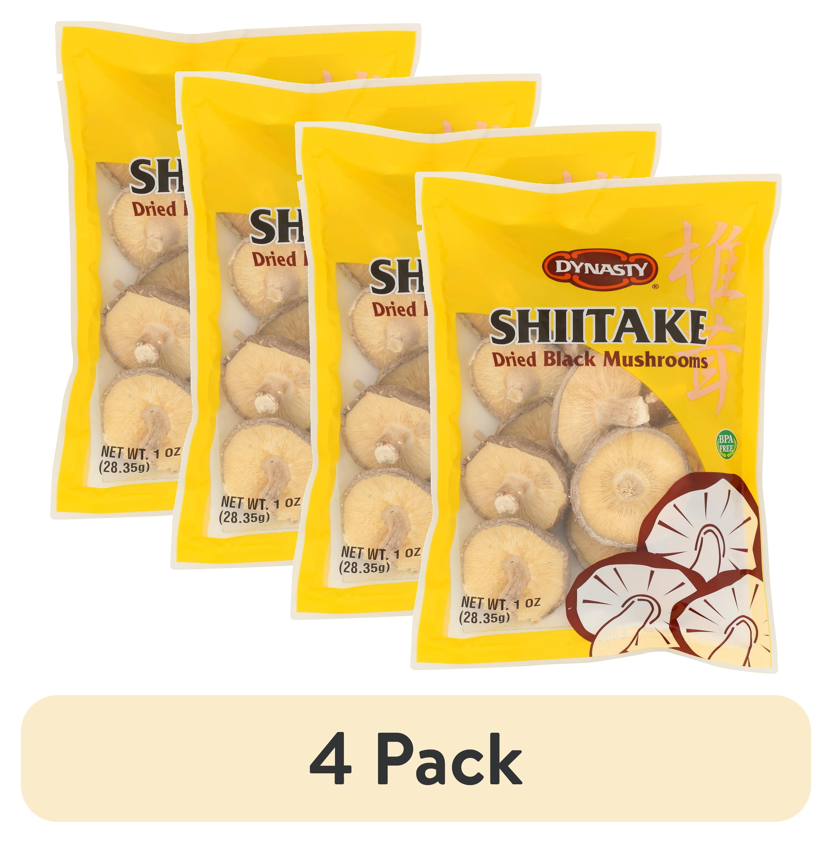 (4 pack) Dynasty Shiitake Dried Black Mushrooms Whole, 1 oz Bag