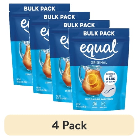 (4 pack) EQUAL Zero Calorie Granulated Sweetener, 1 Pound Bag, Resealable