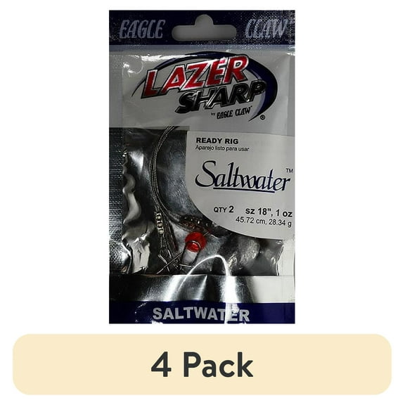 (4 pack) Eagle Claw 18" Ready Rig with 1 oz. Egg Sinker, 2 Pack Fishing Rig