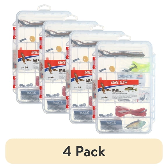 (4 pack) Eagle Claw Bass Tackle Kit 55 Pieces