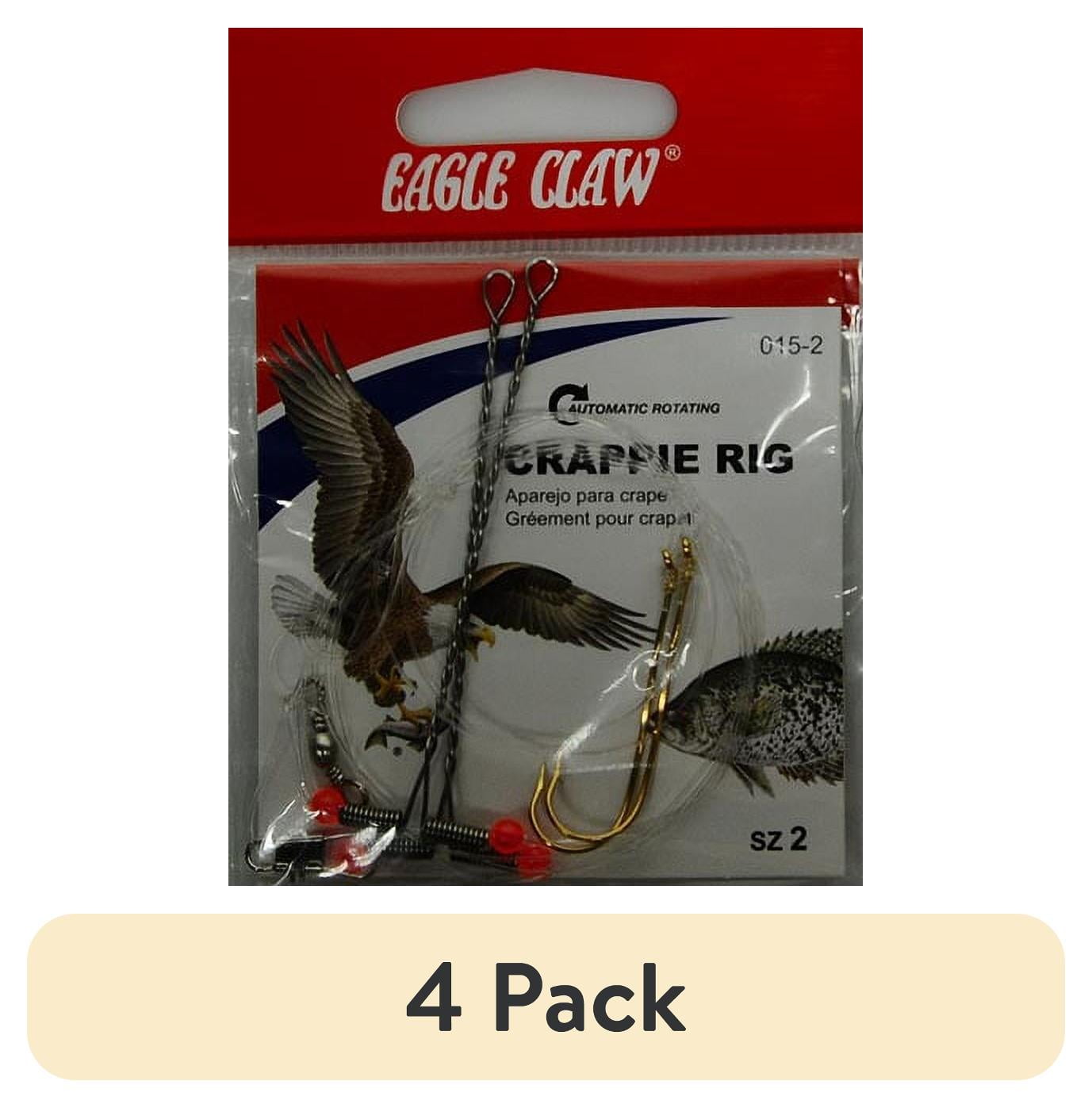 (4 pack) Eagle Claw Fishing, 015H-2 Crappie Rig, Fish Hook Size 2