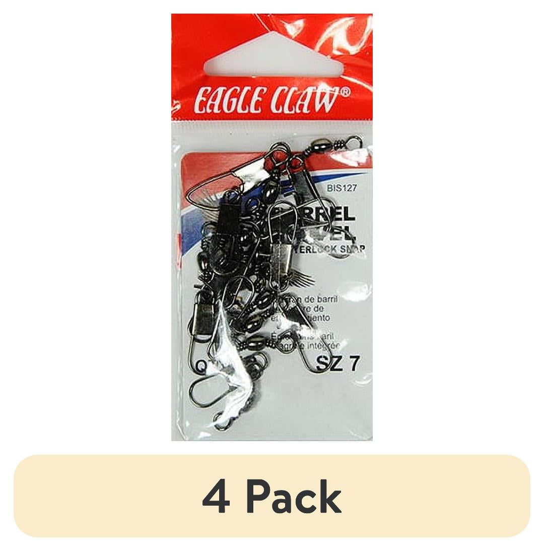 (4 pack) Eagle Claw Fishing, BIS127 Barrel Swivel with Interlock Snap, Size 7