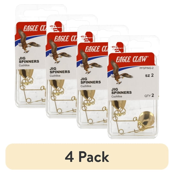 (4 pack) Eagle Claw Fishing Jig Panfish Spinner Arm, Gold, Size 2, 2 Count