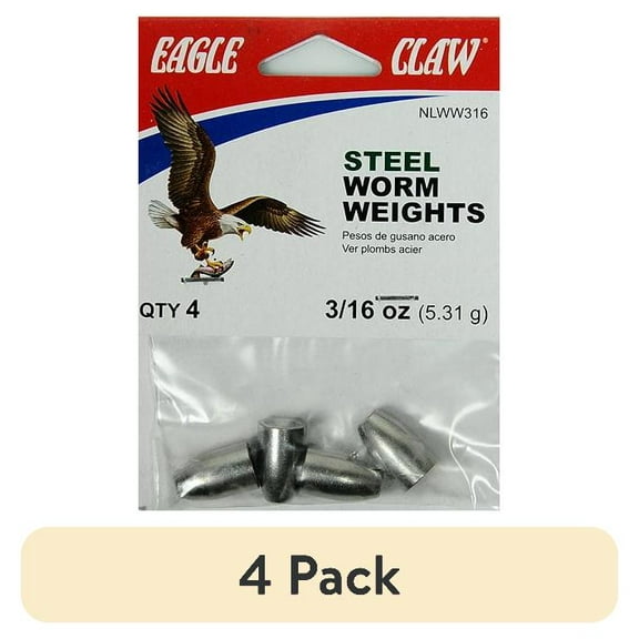 (4 pack) Eagle Claw Fishing, NLWW316, Steel Worm Weight 3/16 oz. Qty 4