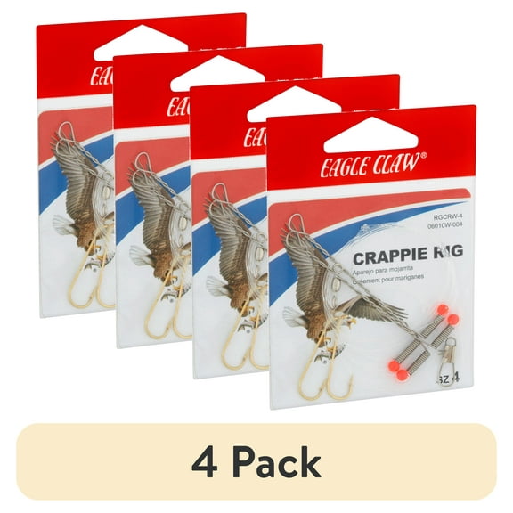 (4 pack) Eagle Claw Fishing Tackle, 06010-004 Crappie Rig, Size 4