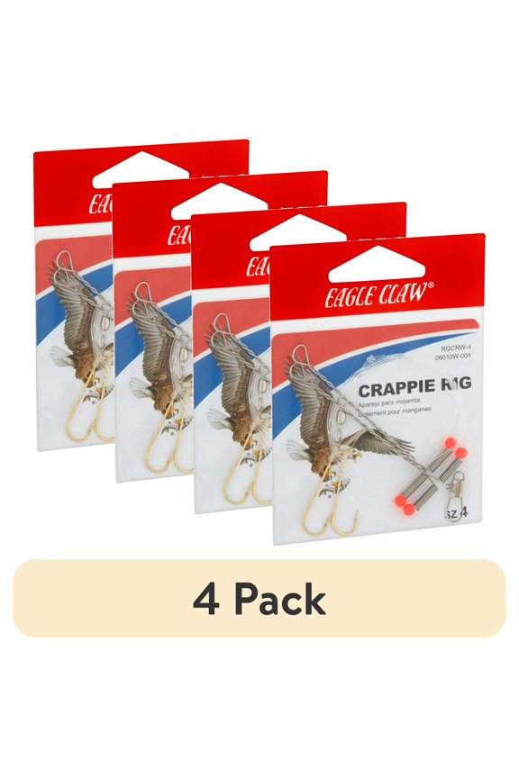 (4 pack) Eagle Claw Fishing Tackle, 06010-004 Crappie Rig, Size 4