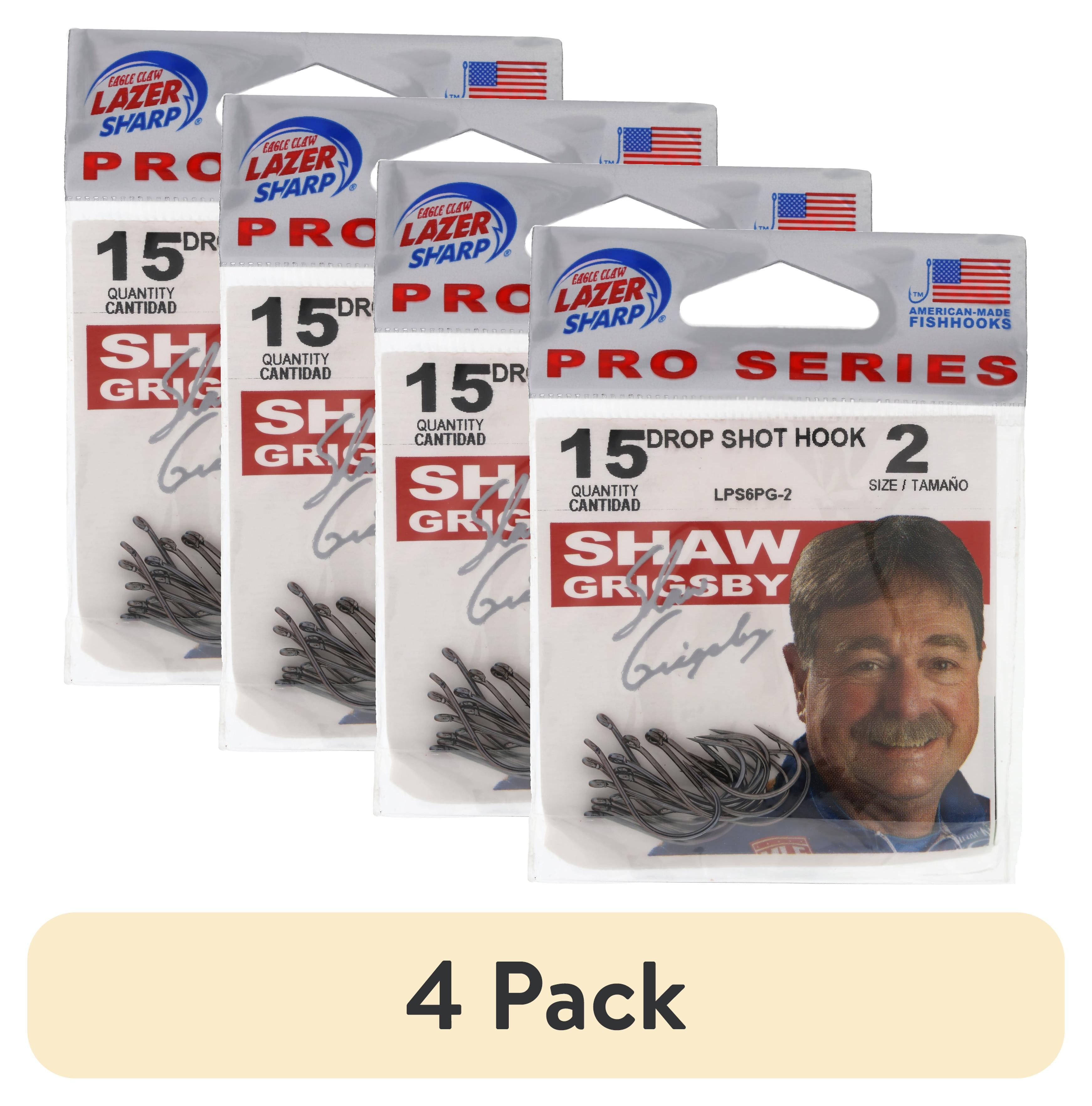 (4 pack) Eagle Claw Lazer Sharp 3X Treble Hook, Red, Size 2