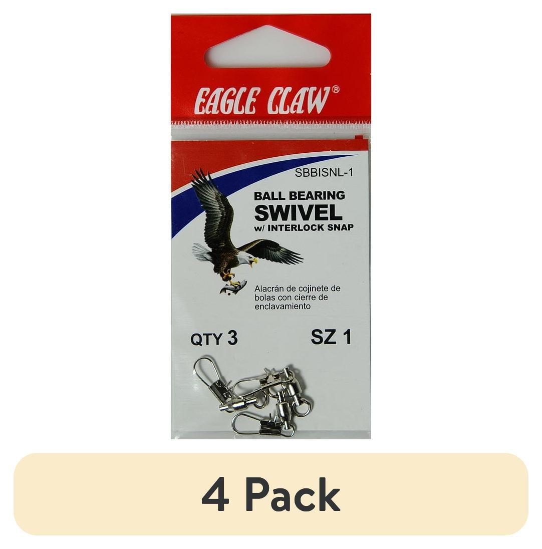 (4 pack) Eagle Claw Nickel Bearing Swivel with Interlock Snap, Size 1