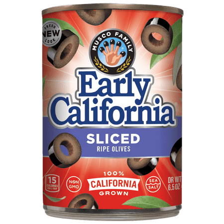 (4 pack) Early California Ripe Olives, Sliced, 6.5 oz Can. Major Allergens Not Contained. Gluten Free.
