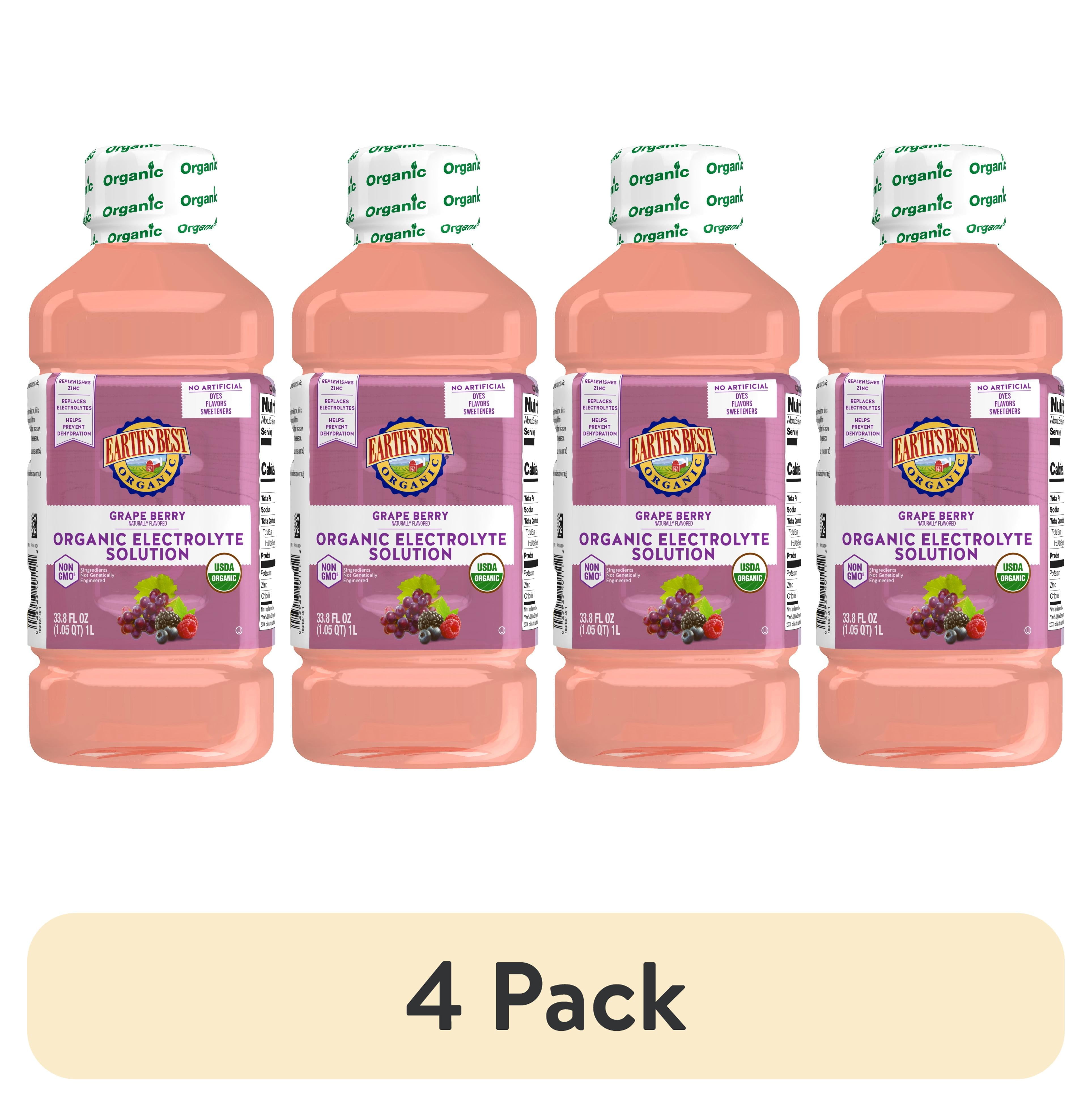 (4 pack) Earth's Best Organic Electrolyte Solution, Grape Berry, 1 Liter