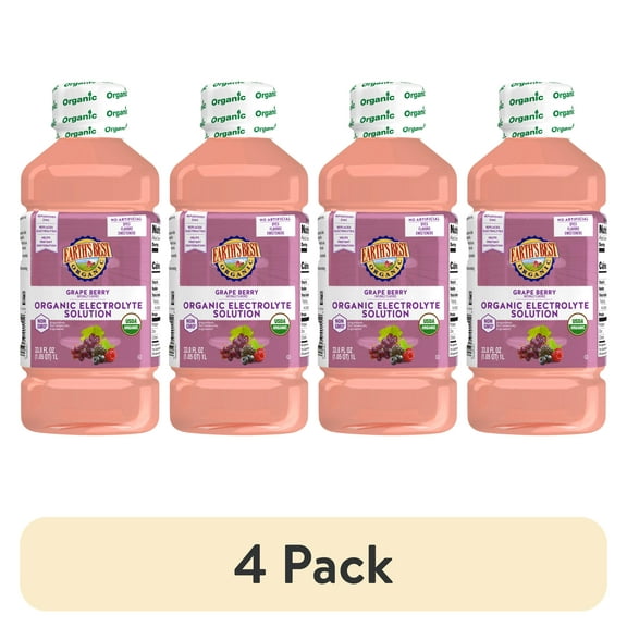 (4 pack) Earth's Best Organic Electrolyte Solution, Grape Berry, 1 Liter