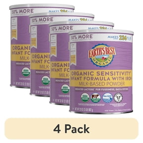(4 pack) Earth's Best Organic Sensitivity Powder Baby Formula with Iron DHA & ARA, 32 oz Canister