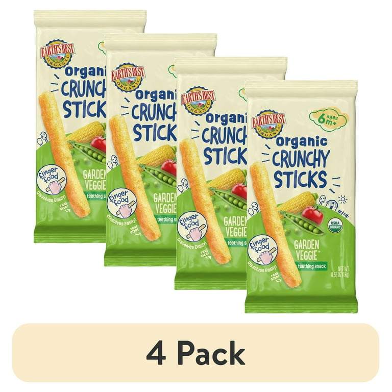pack) Earth's Best Organic Teething Crunchy Sticks Garden Veggie