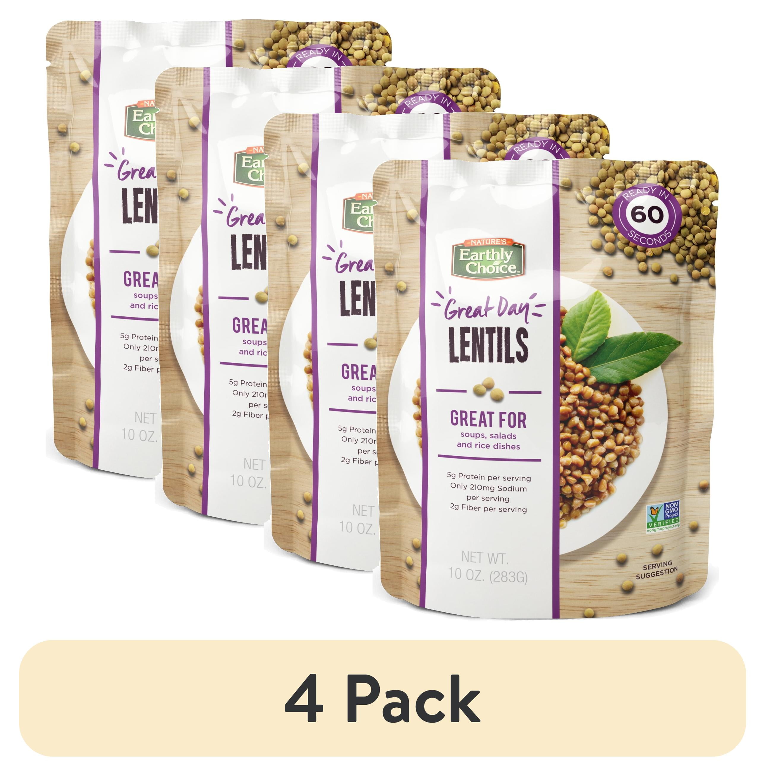 (4 pack) Earthly Choice Healthy Delicious Good Day Lentils Trail Mix Bag Gluten Free and Vegan, 10 oz