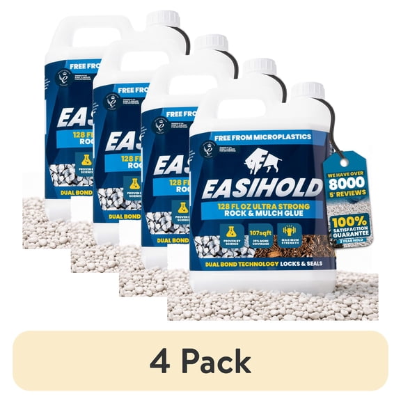 (4 pack) Easihold Rock Glue for Landscaping 1 Gallon, Mulch Glue, Gravel Binder & Stone Adhesive for Pea Gravel, Decorative Rock, Pebbles & River Rock