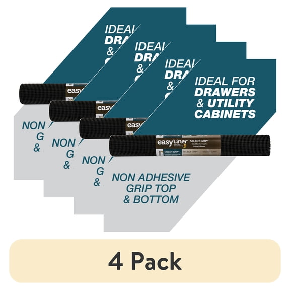 (4 pack) Select Grip EasyLiner Shelf Liner, Black 20" x 6' Roll