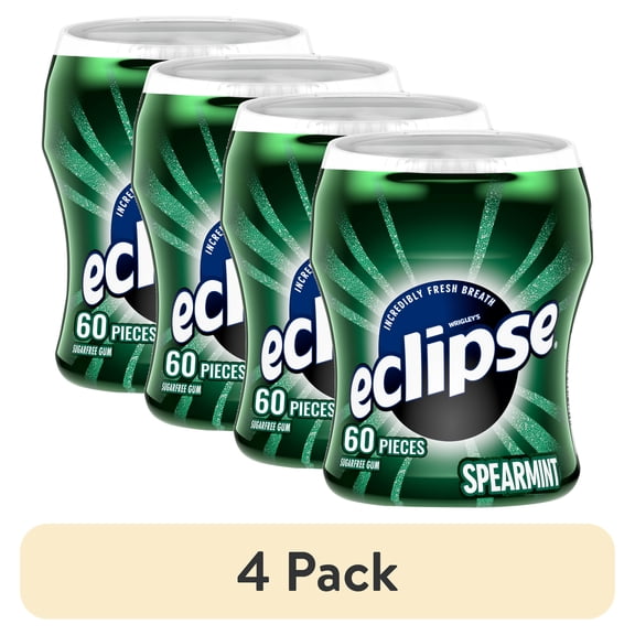 (4 pack) Eclipse Spearmint Sugar Free Chewing Gum Bulk pack - 60 Pieces Bottle