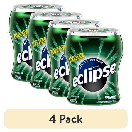 (4 pack) Eclipse Spearmint Sugar Free Chewing Gum Bulk pack - 60 Pieces Bottle