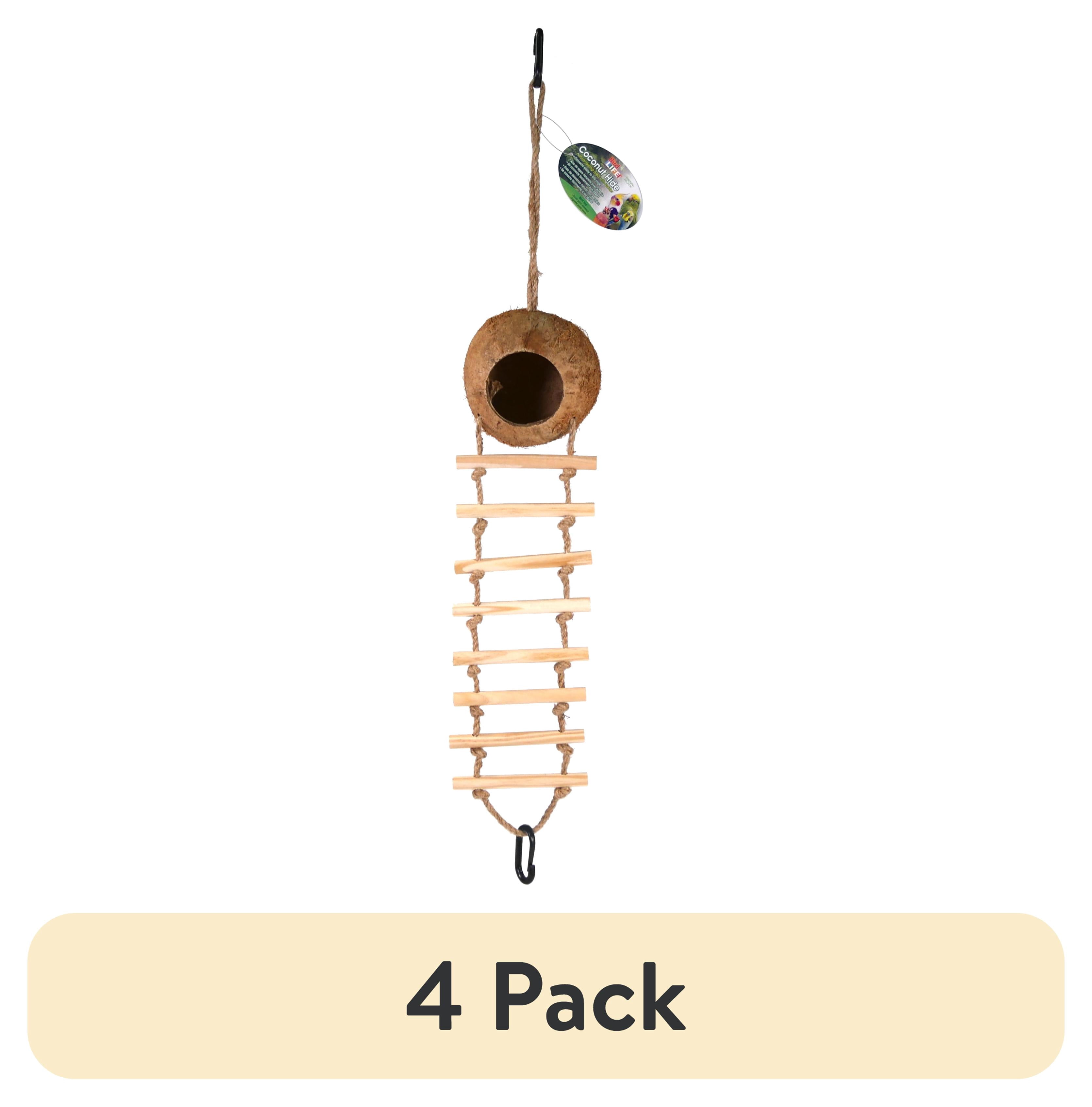 (4 pack) Eco-Friendly Coconut Hide Birdhouse with Ladder by Penn-Plax