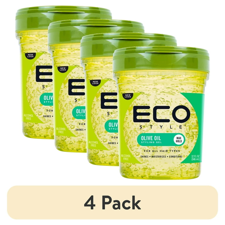 4 pack) Eco Style Olive Oil Hair Styling Gel, 32 oz., Moisturizing