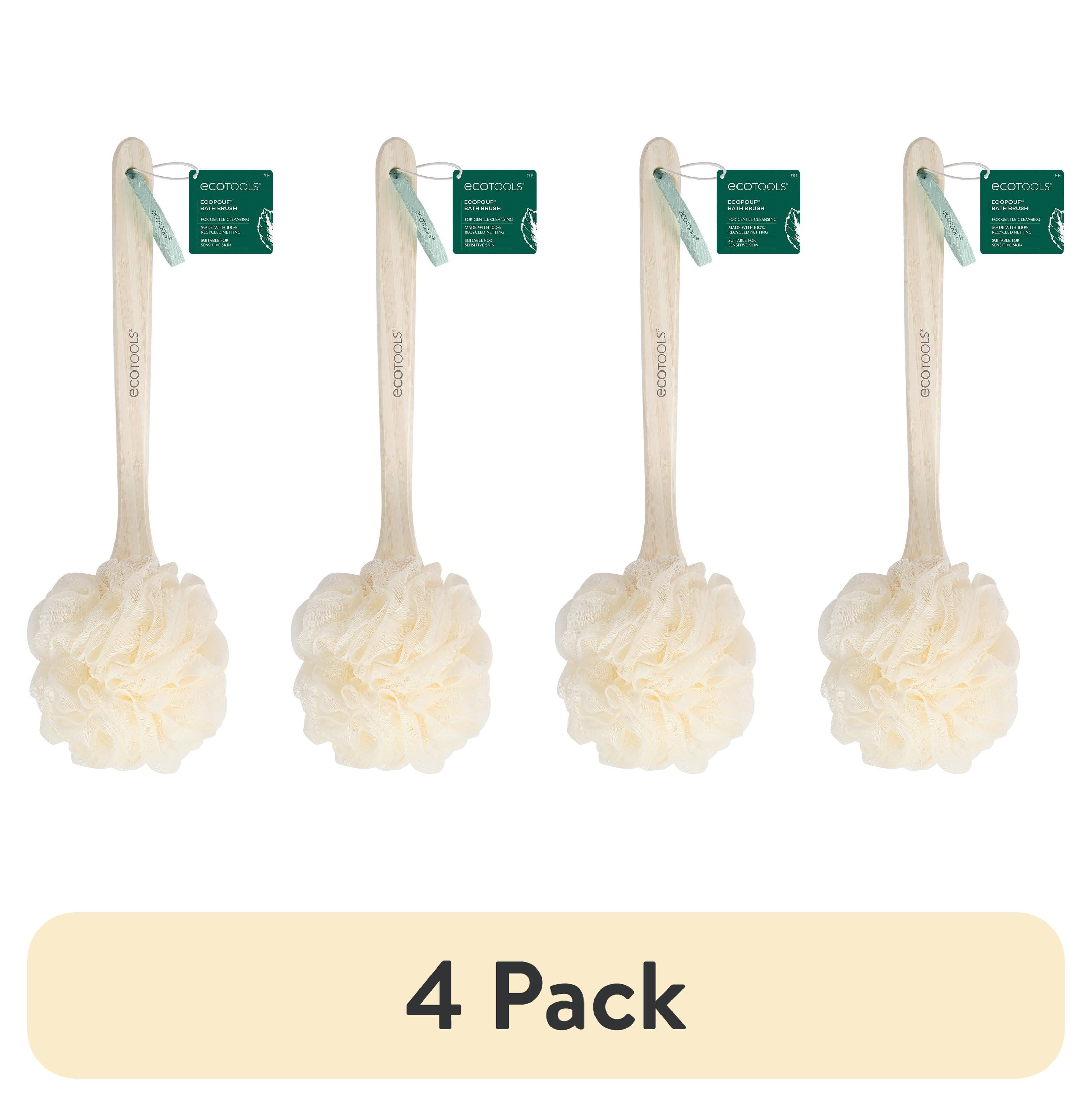 (4 pack) EcoTools EcoPouf Bath Brush, Loofah & Handle, Recycled Mesh Netting, for Adults, 1 Count