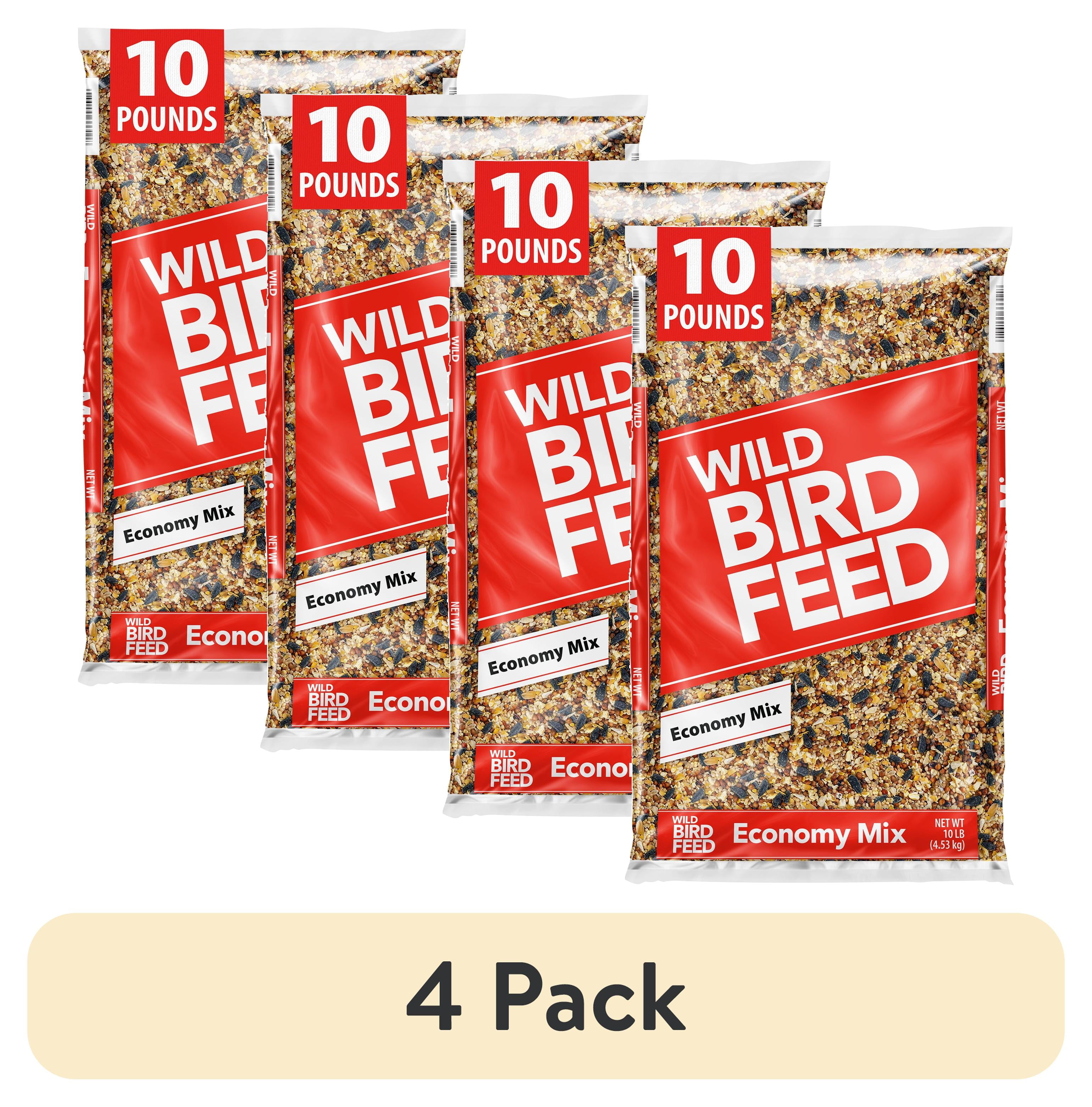 (4 pack) Economy Mix Wild Bird Feed, Dry, 1 Count Per Pack, 10 lb. Bag