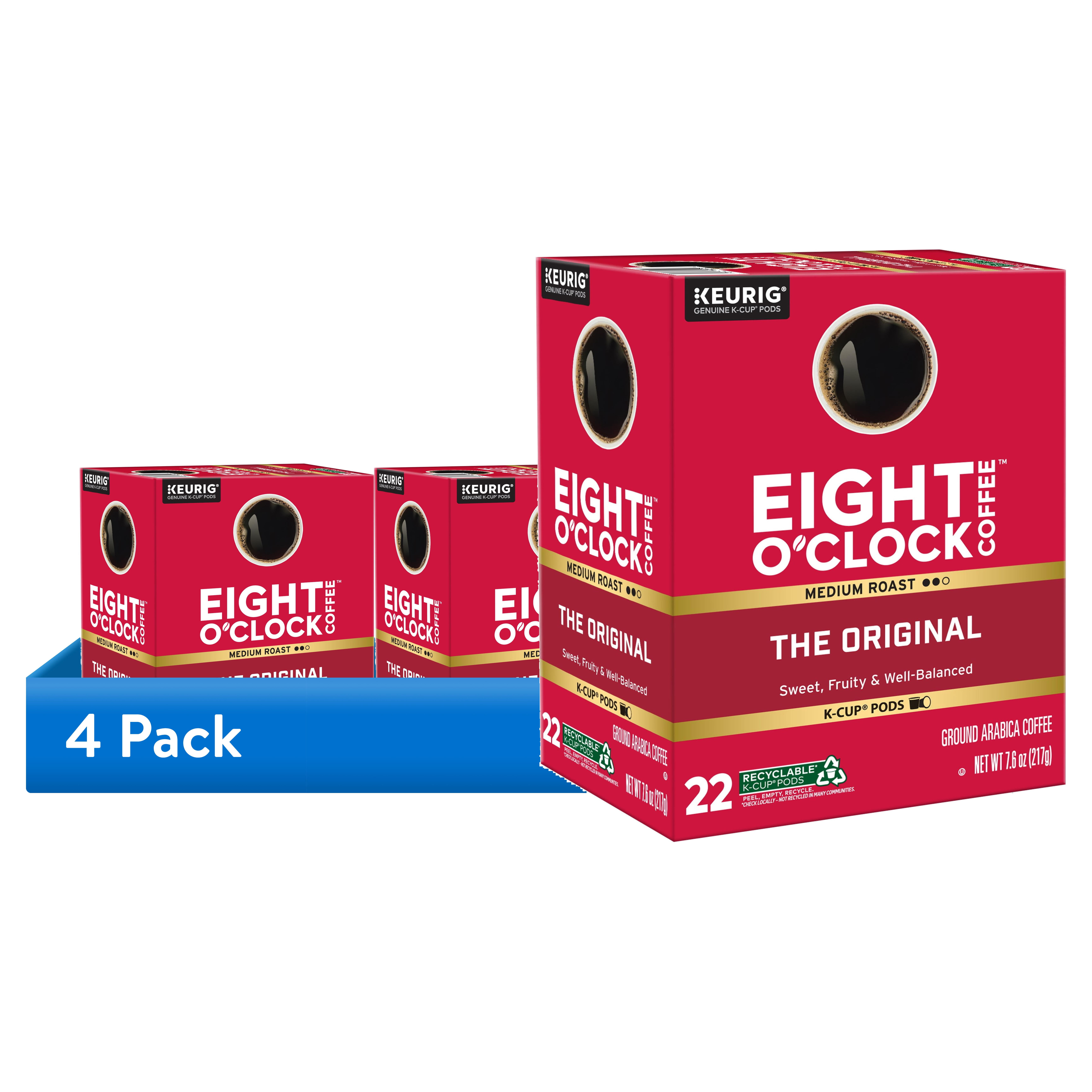 (4 pack) Eight O'Clock Original, Medium Roast Coffee, Keurig K-Cup Single Serve Coffee Pods, 22 Count