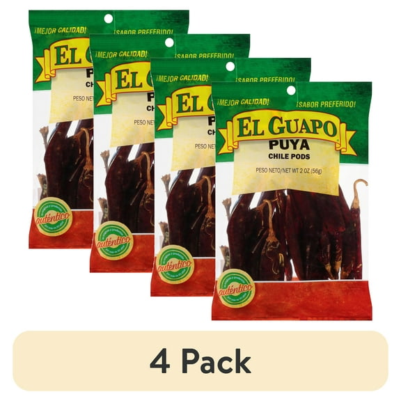 (4 pack) El Guapo Whole Puya Chili Pods, 2.0 oz Bag