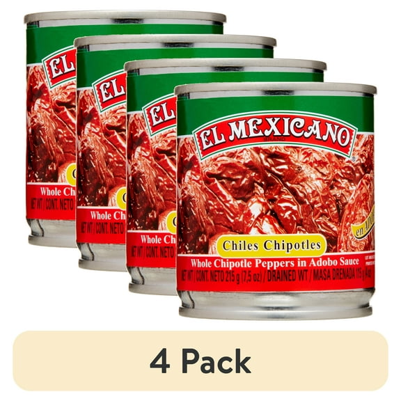 (4 pack) El Mexicano Chipotle Peppers in Adobo Sauce, 7.5 oz Can