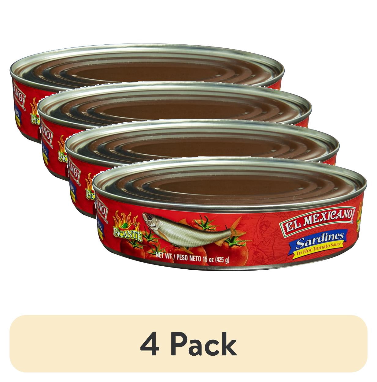 (4 pack) El Mexicano Sardines Picante, Spicy Tomato Sauce, 15 oz Can