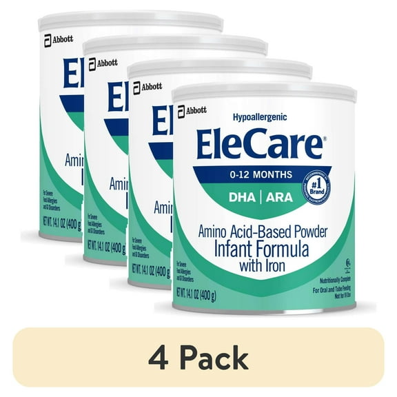 (4 pack) EleCare Hypoallergenic Amino Acid-Based Powder Baby Formula, 14.1-oz Can