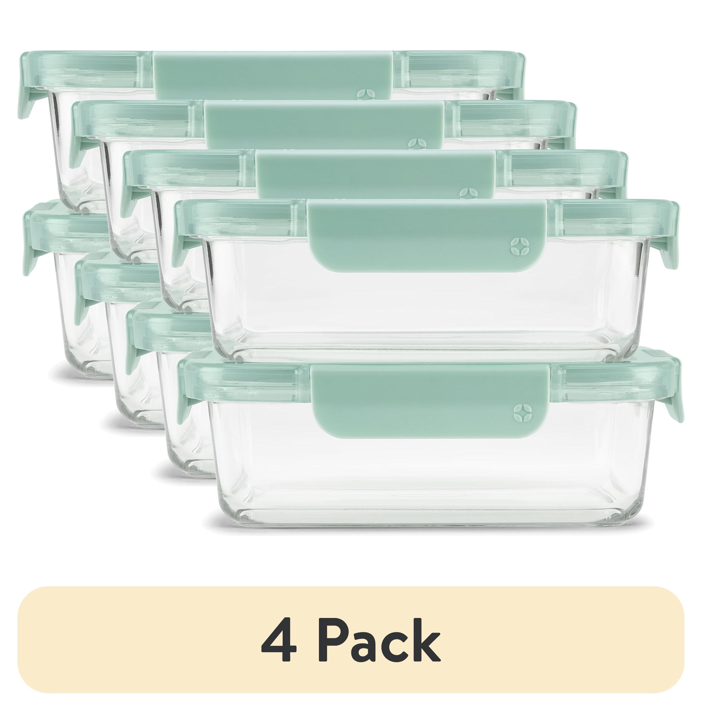 (4 pack) Ello Color Lock 3.4 Cup 2 Pack Glass Meal Prep Containers with Locking Lids