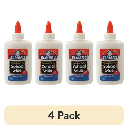 (4 pack) Elmer's Liquid School Glue, Washable, 4oz., 1 Count